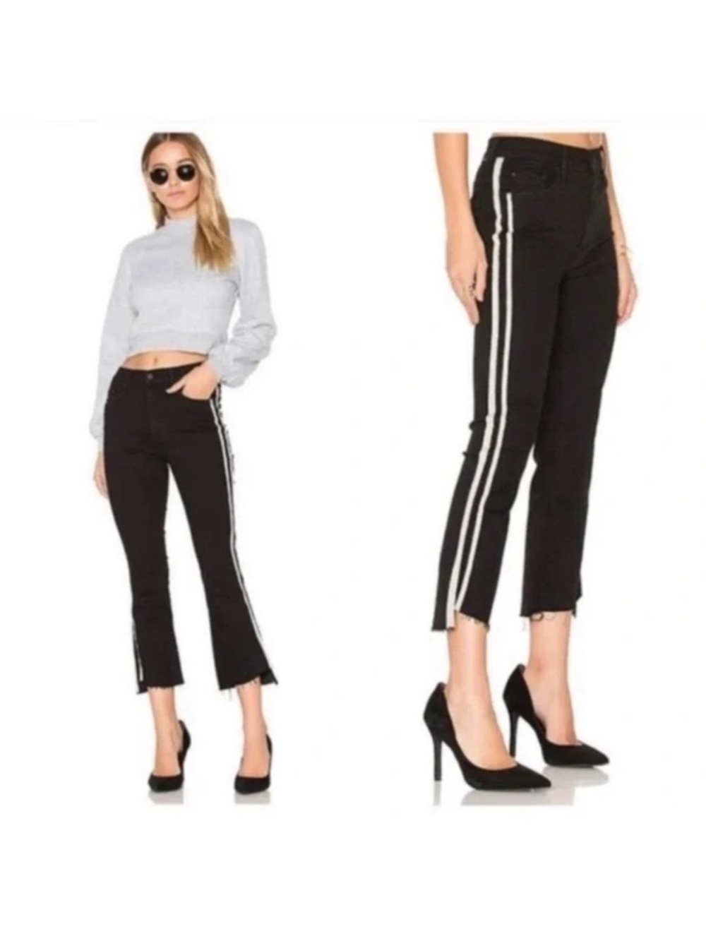 MOTHER insider crop step fray guilty racer denim jeans